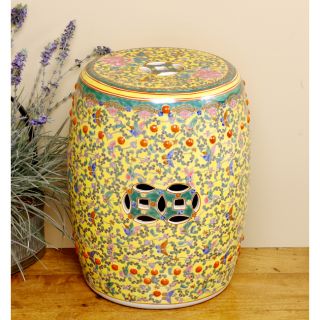 Floral Yellow Chinese Porcelain Stool (China)   Shopping