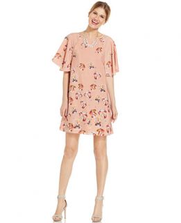 CeCe by Cynthia Steffe Printed Flutter Sleeve Shift Dress   Dresses