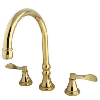 Kingston Brass French 2 Handle Deck Mount Roman Tub Faucet in Polished Brass HKS2342DFL