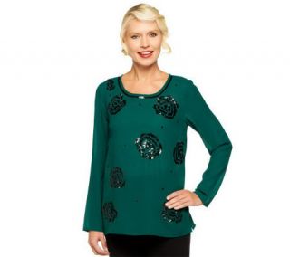 Kelly by Clinton Kelly Rose Sequin Embellished Chiffon Blouse —