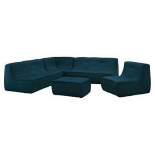 5 Pc Upholstered Sectional Sofa Set in Azure
