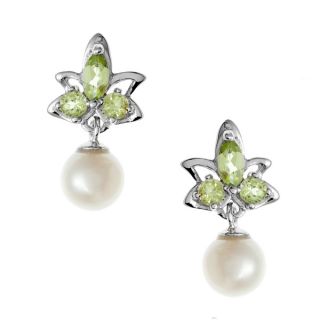 Collette Z Sterling Silver Faux Pearl and Cubic Zirconia Stud Earrings