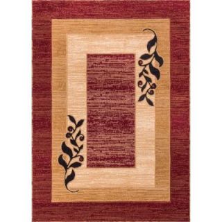 Well Woven Dulcet Whisper Red 7 ft. 10 in. x 9 ft. 10 in. Modern Leaves Area Rug 19307