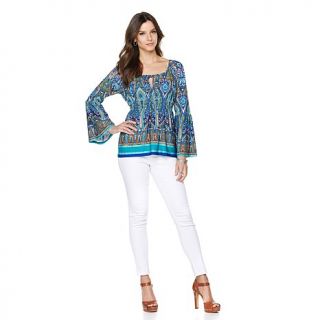 Colleen Lopez "Daylight Poppy" Peasant Blouse with Flared Sleeves   7927957