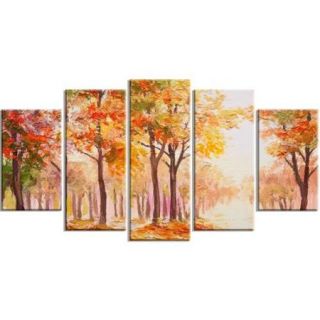 Designart   Autumn Everywhere Forest   5 Piece Landscape Canvas Artwork