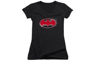 Batman Hardcore Noir Bat Logo Juniors V Neck Shirt