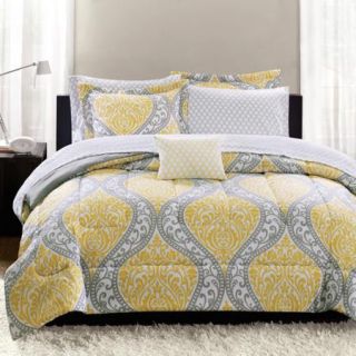 Mainstays Yellow Damask Coordinated Bedding Set Bed in a Bag