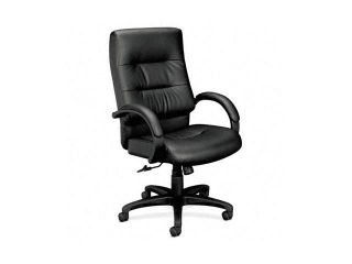 basyx VL691SP11 VL690 Series Executive High Back Leather Chair, Black Leather