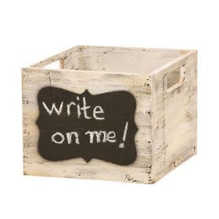 10 in. Whitewashed Wooden Chalkboard Box 0115