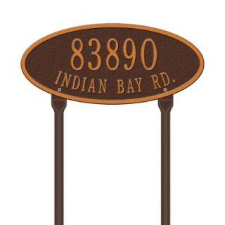 Whitehall Products Madison Oval Standard Lawn 2 Line Address Plaque   Antique Copper 4014AC