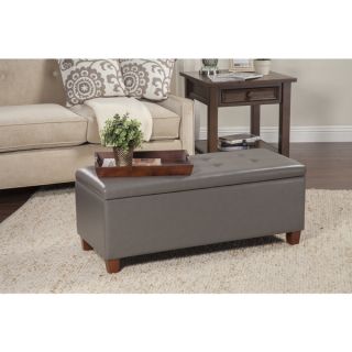 HomePop Charcoal Gray Leatherette Storage Bench
