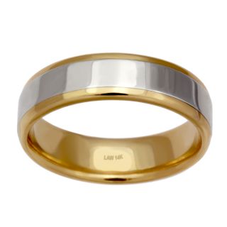 14k Two tone Gold Mens Comfort Fit Handmade Wedding Band