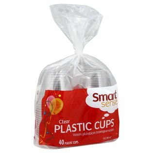 Smart Sense Plastic Cups, Clear, 9 oz, 40 cups   Food & Grocery