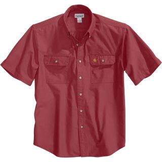 Carhartt Short-Sleeve Chambray Shirt — Dark Red, Large, Regular Style, Model# S200