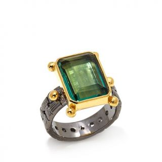 Jewels of Istanbul 6ct Green Fluorite Gold Plated Sterling Silver Ring   7945419