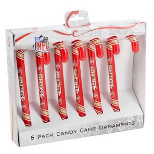 Forever Collectibles San Francisco 49ers Candy Cane Ornaments (Set of