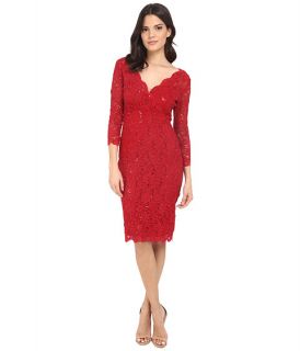 rsvp Portici Floral Lace Dress w/ Sequins Red