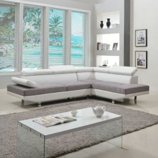Modern White Contemporary Two Tone Microfiber and Bonded Leather