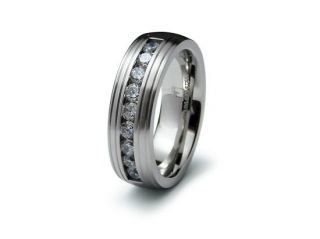 Stainless Steel Grooved CZ Ring