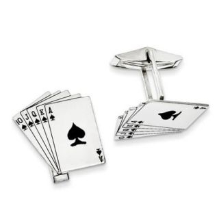 Sterling Silver Royal Flush Cuff Links