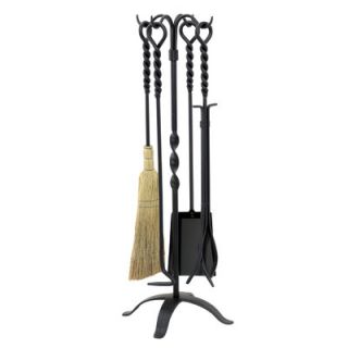Uniflame 4 Piece Wrought Iron Twist Fire Tool Set With Stand