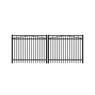 Jerith Adams 12 ft. W x 5 ft. H Black Aluminum 3 Rail Double Drive Fence Gate RS60B20072DD