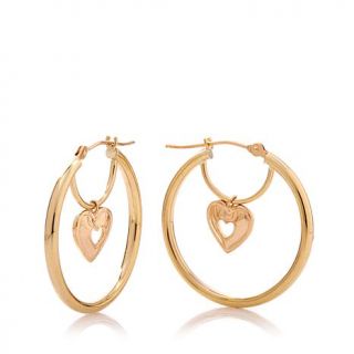 Michael Anthony Jewelry® 10K Yellow Gold Heart Charm Drop Hoop Earrings   7893874