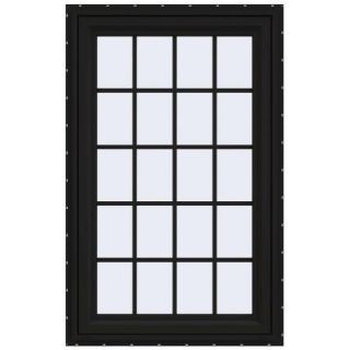 JELD WEN 23.5 in. x 35.5 in. V 4500 Series Left Hand Casement Vinyl Window with Grids   Black THDJW140000415