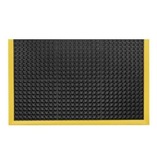 NoTrax Safety Stance Black with Yellow Safety Border 38 in. x 40 in. Rubber Anti Fatigue/Safety Mat 549