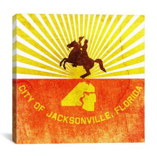 Jacksonville Flag, Grunge Graphic Art on Canvas