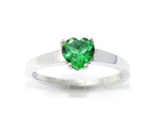 1 Ct Created Emerald Heart Ring .925 Sterling Silver Rhodium Finish [Jewelry]