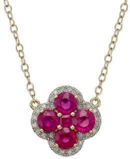 Ruby (2 ct. t.w.) and Diamond (1/8 ct. t.w.) Clover Pendant Necklace