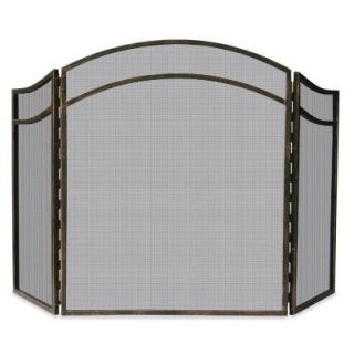 UniFlame Antique Rust Wrought Iron 3 Panel Fireplace Screen with Arch Top S 1692