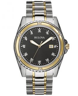 Bulova Mens Diamond Accent Two Tone Stainless Steel Bracelet Watch
