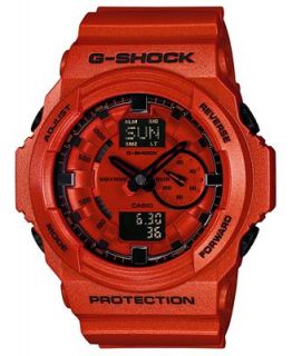 Shock Mens Analog Digital Orange Resin Strap Watch 55x52mm GA150A
