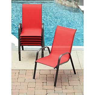 Essential Garden Bartlett Solid Red Stack Chair   Outdoor Living
