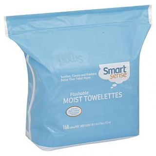 Smart Sense Moist Towelettes, Flushable, 168 cloths