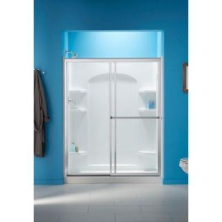 STERLING Prevail 59 3/8 x 70 1/4 in. Sliding Shower Door with ComforTrack Technology in Silver with Smooth/Clear Glass Texture 572075 59S G05