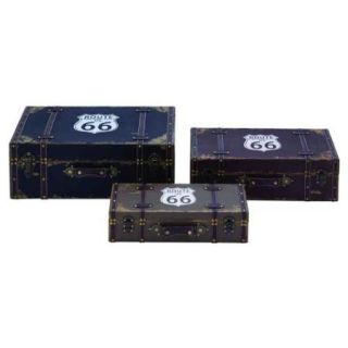 Woodland Imports 3 Piece American Themed Route 66 Wooden Vinyl Boxes Set