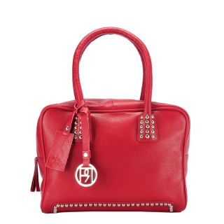Phive Rivers Red Leather Studded Handbag (Italy)   Shopping