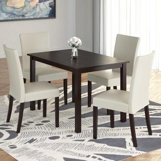 CorLiving Atwood 5pc Dining Set with Cream Leatherette Seats   Home