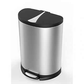 Essential Home 50 Liter Semi Round Stainless Steel Trash Can   Home