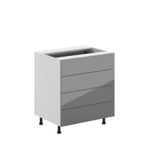 Eurostyle 30x34.5x24.5 in. Cordoba 4 Drawer Base Cabinet in White Melamine and Door in Gray B4D30.W.CORDO