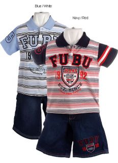 FUBU Toddler Boys Polo Shirt and Denim Shorts Set  