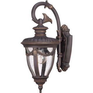 Glomar 1 Light Outdoor Belgium Bronze Small Wall Lantern with Arm Down and Seeded Glass HD 2046
