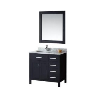 Design Element London 36 in. W x 22 in. D Vanity in Espresso with Marble Vanity Top and Mirror in Carrara White DEC076D R