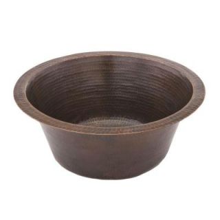 Premier Copper Products Under Counter/Surface Mount Round Hammered Copper 16 in. 0 Hole Prep Sink in Oil Rubbed Bronze BR16DB3