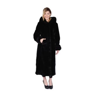 Excelled Womens Faux Fur Hooded Full Length Coat   Shopping