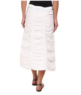 XCVI Stretch Poplin Double Shirred Panel Skirt White