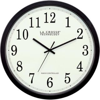 La Crosse Technology 14" Atomic Analog Wall Clock, Black
